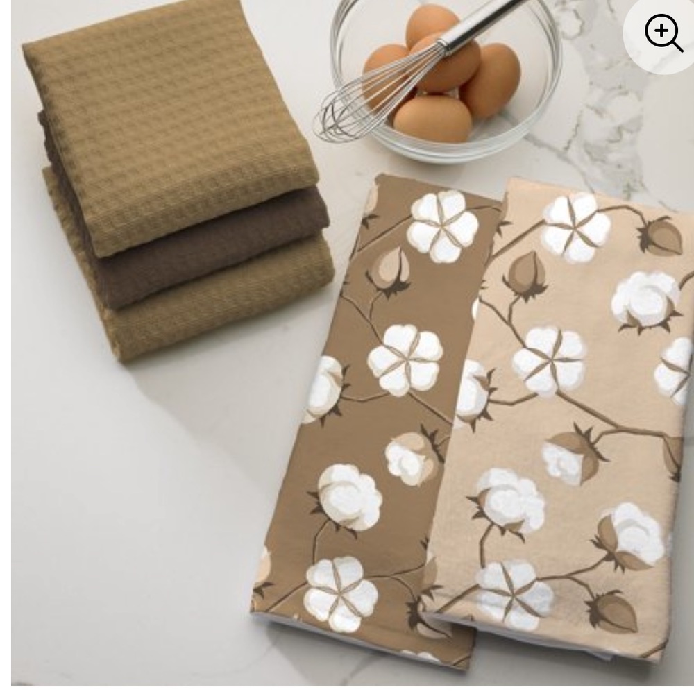 Farmhouse Kitchen Towel set of 5 Cotton Print